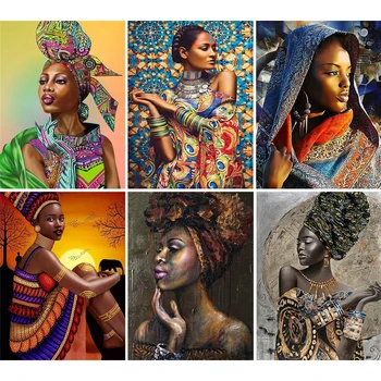 Prodaja 5D DIY Diamond Slikarstvo Afričke Žene Skup križićima Pun Trg Bušilica Vez Mozaik je Umjetnička Slika iz Rhinestones Dekor