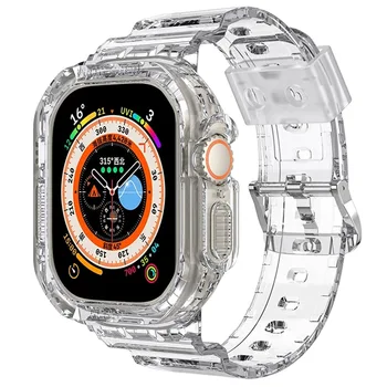 Prozirni Silikon Remen Glacier Band + Torbica Za Apple Watch Remen 8 Ultra 49 mm iWatch Series 8 Ultra 49 mm Sportski Narukvica Na Zglob