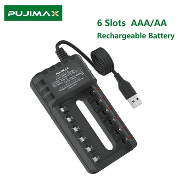 PUJIMAX 6 Utora za Brzo Punjenje Univerzalna baterija baterija baterija baterija Baterija AA/AAA Alat Za Adapter za Punjenje Baterije USB Punjač Izlaz