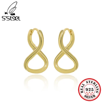 S ' STEEL Korejski Nepravilna Linija 925 Sterling Srebra Naušnice-Prsten Za Žene Zlatne Naušnice 2022 Trend Pribor Dizajner Nakita