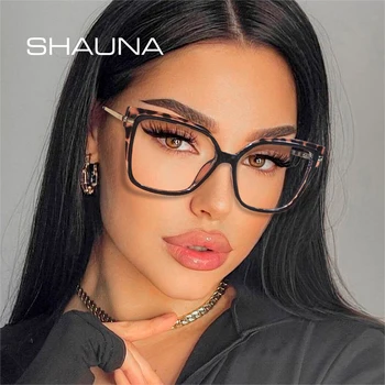 SHAUNA Klasicni TR90 Trg Ženska Okvira Za Naočale, Dvostruke Boje, Prozirni Modni Optički Naočale s Anti-plavo Svjetlo