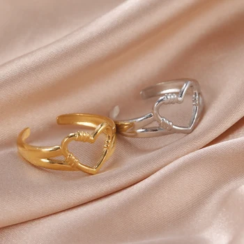 Skyrim Prsten s Сердечком Od Nehrđajućeg Čelika Zlatne Boje Podesiva Otvoreni Prsten na Prst 2023 Minimalistički Moderan Nakit Poklon za Žene Ljubavnik