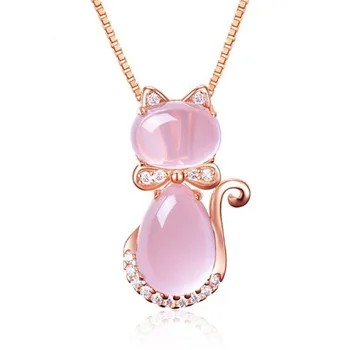 Slatka i slatka ružičasta mačka ogrlica dame vjenčanje slučajevi nositi privjesak ogrlica slobodno vrijeme za zabavu nakit pokloni