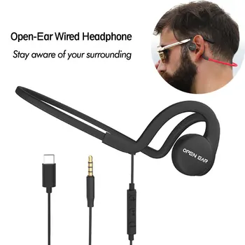 Slušalice s Mjerač Vodljivosti Vodootporan Ožičen Slušalice C Type AUX Handfree Open Uho Sportska Ulica Slušalice bez Bluetooth za Teretanu