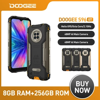 Smartphone DOOGEE S96 GT Helio G95 Восьмиядерный 8 GB + 256 GB za noćni vid, Hrapav telefon 6,22 