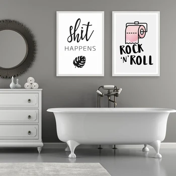 Smiješno Toaletni Znak Rock-n-roll Papir za Ispis Na Platnu I Poster Sranje Dogodi Citat Umjetničkih Slika Kupaonice Zidno Slikarstvo Dekor Kupatilo