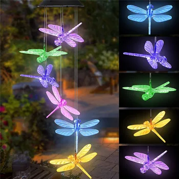 Solarna Lampa, čija se Boja mijenja, LED Dragonfly, Vjetar Zvona, Viseće Svjetiljke, Vanjske Solarne Lampe za Kuću/Dvorište/Vrt/Vrt