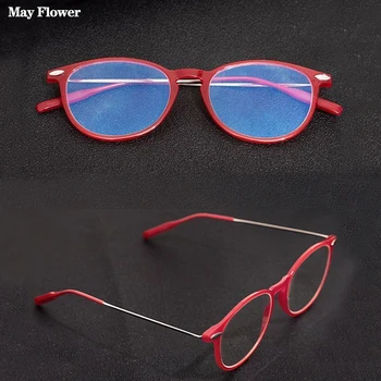 Svibanj cvijet Ženske Naočale u Okvirima Anti-Plave Naočale Za Čitanje Ručni Okrugli Prozirne Naočale Računalne leće Corrente Oculos