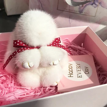 Topla rasprodaja slatka krzno mink plišani zec lutka privjesak torba ukras rođendanski poklon za djevojčice iznenađenje Božić