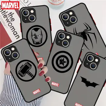 Torbica s Logotipom Marvel Ironman Spiderman za iPhone 11 12 13 14 Pro Max SE 7 8 XS XR X 12 Mini 6s Plus šok-dokaz Mat Torbica za telefon