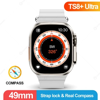 TS8 Plus Ultra Smart Satovi Za Muškarce 49 mm NFC Smartwatch Kompasi Uređaji za Mjerenje Krvnog Tlaka Fitness Sportski Sat za IOS i Android s Remenom Dvorac