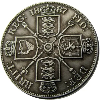 UF(01)velika Britanija, Victoria Dual Florin 1887 Посеребренная kopiju novčić
