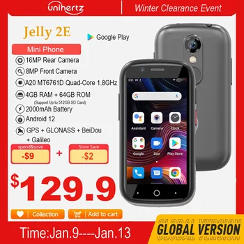 Unihertz Jelly 2E mini Android smartphone 12 Разблокированный 4 GB, 64 GB Mobilni Telefon 2000 mah 16 MP 4G IR daljinski Upravljač, Mobilni Telefoni