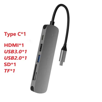 USB HUB 4K HDMI Adapter USB C na SB 3,0 PD 100 W, Priključna stanica za MacBook Pro Air PC USB-C Type-C 3,1 Razdjelnik USB C HUB priključne Stanice