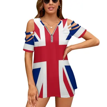 Velika Britanija Velika Britanija Royal Union Jack Zastava Žene Munja Seksi Tiskani Berba Majice Majice Pun Majica Sa Po Cijeloj Površini Velika Britanija Velika Britanija
