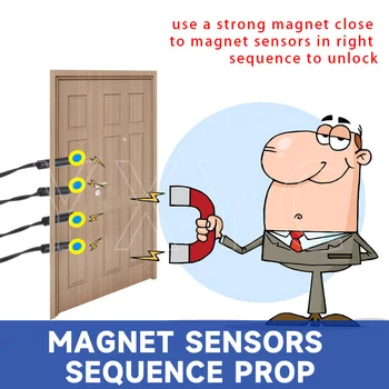 Verzija sekvenci s magnetskim senzorom Room Escape Igra koristite jak magnet u blizini magnetskih senzora u ispravnom redoslijedu za otključavanje