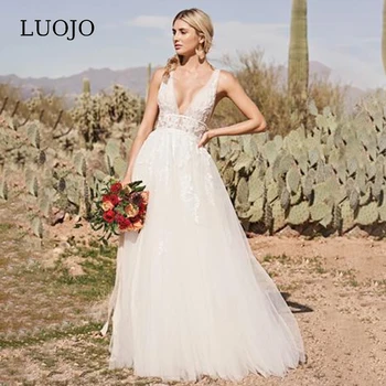 Vjenčanica LUOJO, haljina je Trapeznog oblika s dubokim V-izrez, иллюзионным steznik i niske leđa, Šarmantan Vestidos De Novia Za žene 2023 godine