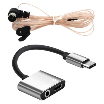 Vrući 2 In1 Type-C Do 3,5 Mm Priključak za slušalice, Adapter / Priključak za Punjač S FM emitiranje antenom 75 Ohm Дипольная T-oblika Antena