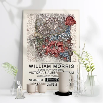 William Morris Muzej Viktorije i Alberta Izložba Retro Poster, Cvjetni dizajn Zidnih Umjetnost Platnu Poster Ispis Kućni Dekor