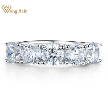 Wong Rain 100% 925 Sterling Srebra Okrugli Rez od 5 mm Bijeli Safir Dragi Kamen Vjenčani Prsten, Nakit, Prsten za Žene Dar u rasutom stanju