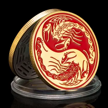 Yin i Yang su Dva suprotna principa u prirodi Suvenir Poklon Škorpija Позолоченная novčić Taiji će vam donijeti sreću