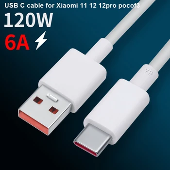YOCPONO 6A 120 W 1 m/2 m USB kabel C Za Xiaomi 12 12Pro MIX4 Note11pro POCOF3 Za Brzi Punjač Type C Kabel za napajanje Kabel