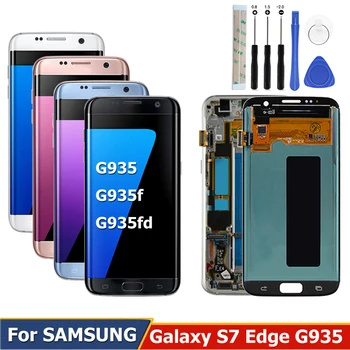 Za SAMSUNG Galaxy S7 edge Zaslon Osjetljiv na Dodir G935f LCD Zaslon G935A Zamjena Ekrana G935W G935FD Digitalizator Sklop S Alatima