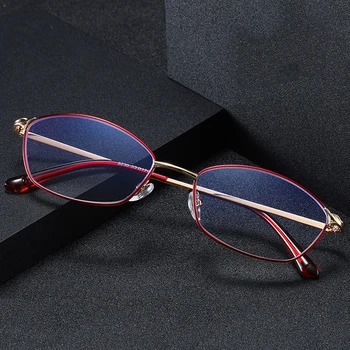 Za Žene Anti Plavo Svjetlo Visoke Kvalitete Ovalni Metalni Okvir Naočale 2021 Luxry Brand Dizajn Naočale Za Čitanje +1.0 1.5 2.0 2.5 3.0