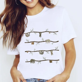 Za Žene Grafički Crtić Je Zabavan Lijenost Svakodnevno Trend Stil Kratkih Rukava Dama Odmor Vrhovima Korektivne Odijela Majice Za Djevojčice Print Odjeća Majica T-Shirt