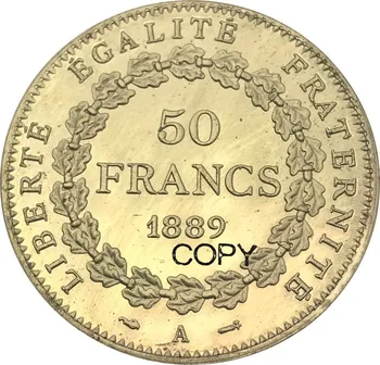 Zlatnik Francuske Republike 50 franaka 1889 godine Prijenos novac od mesinga i Metala Prigodni kovani novac