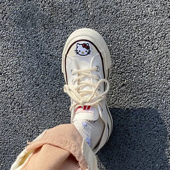 Санрио Kawai, Hello Kitty Platnu Cipele Moda Za Djevojčice Bijele Cipele Prozračna Niša Sve Je Utakmica Platnu Cipele Za Djevojčice Poklon Za Rođendan