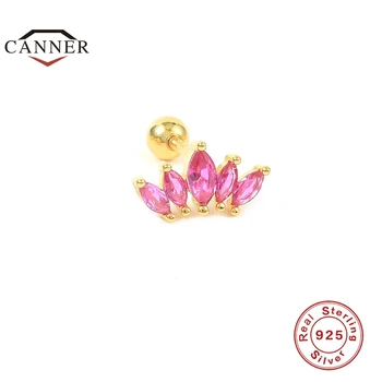 CANNER Rose Gold Boja 925 Sterling Srebra Naušnice-Roze za Žene Male Naušnice za Piercing Trendi Naušnice Nakit Pokloni