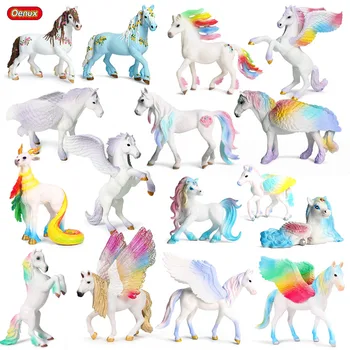 Oenux Klasični Mitski Rainbow Pegas Simulacija Životinja Originalna Priča Leteći Konj Figurice Model PVC Razvojne Igračke