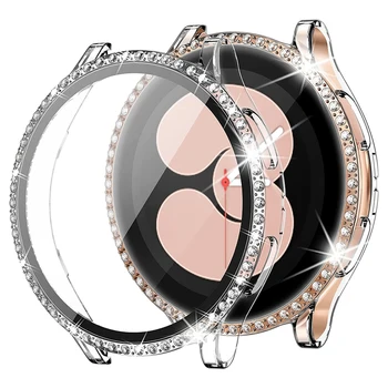 Staklo + Torbica za Samsung Galaxy watch 4 44 mm 40 mm Pribor Bling Diamond PC branik u obliku Školjke + Zaštitna folija za ekran Galaxy watch4 poklopac