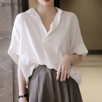 Ženske bluze Čist Dizajn Elegantan Osnovne Modni Klasik U Korejskom Stilu Ženske Majice Za Odmor Slobodni Jednostavne OL Univerzalne Ugodne Ljetne